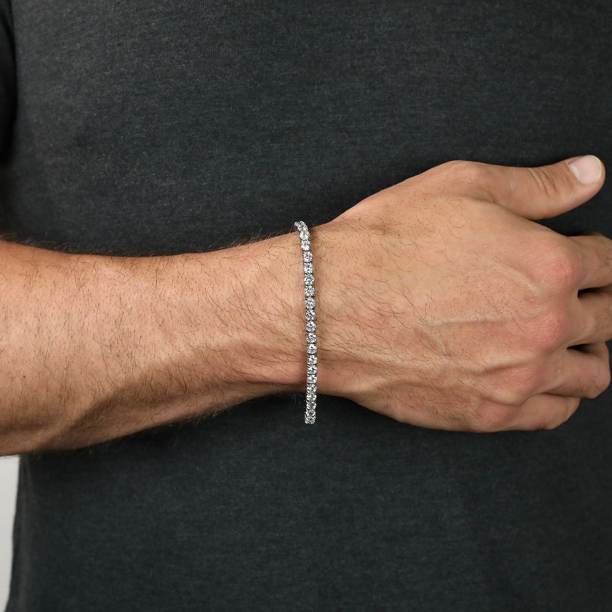 Men's Silver Iced Out Tennis Bracelet (5mm)
