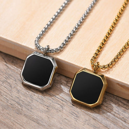 Men's Black Onyx Necklace (Titanium Steel)