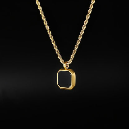 Men's Black Onyx Necklace (Titanium Steel)