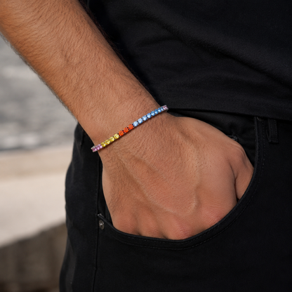Rainbow Drip Tennis Bracelet (3mm)