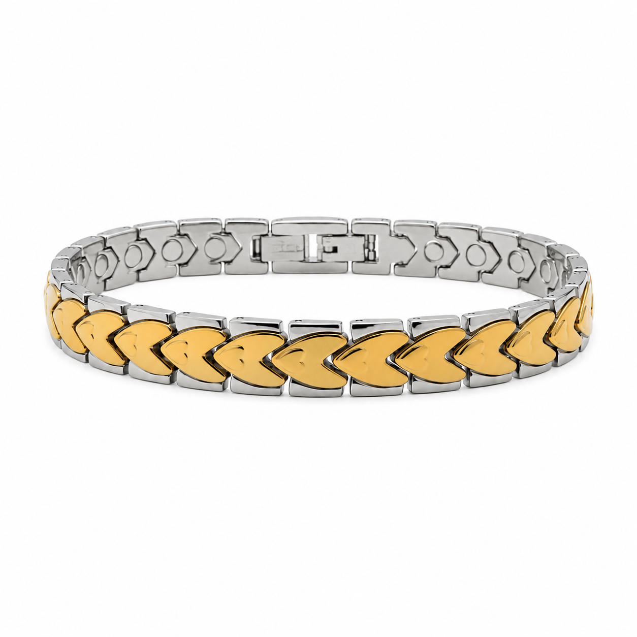 Heart Arrow-Line Dual Tone Bracelet