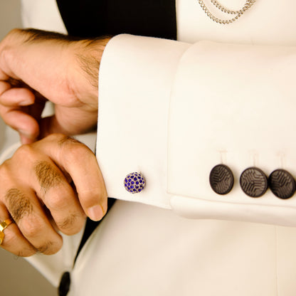 Elegant Blue Crystal Ball Cufflinks