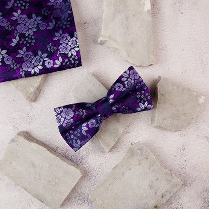 Paisley Purple Bow Tie & Pocket Square Set
