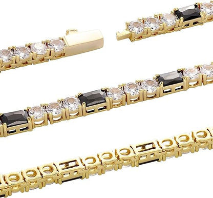 Royal Onyx Tennis Bracelet – 4mm (18K Gold Plated )