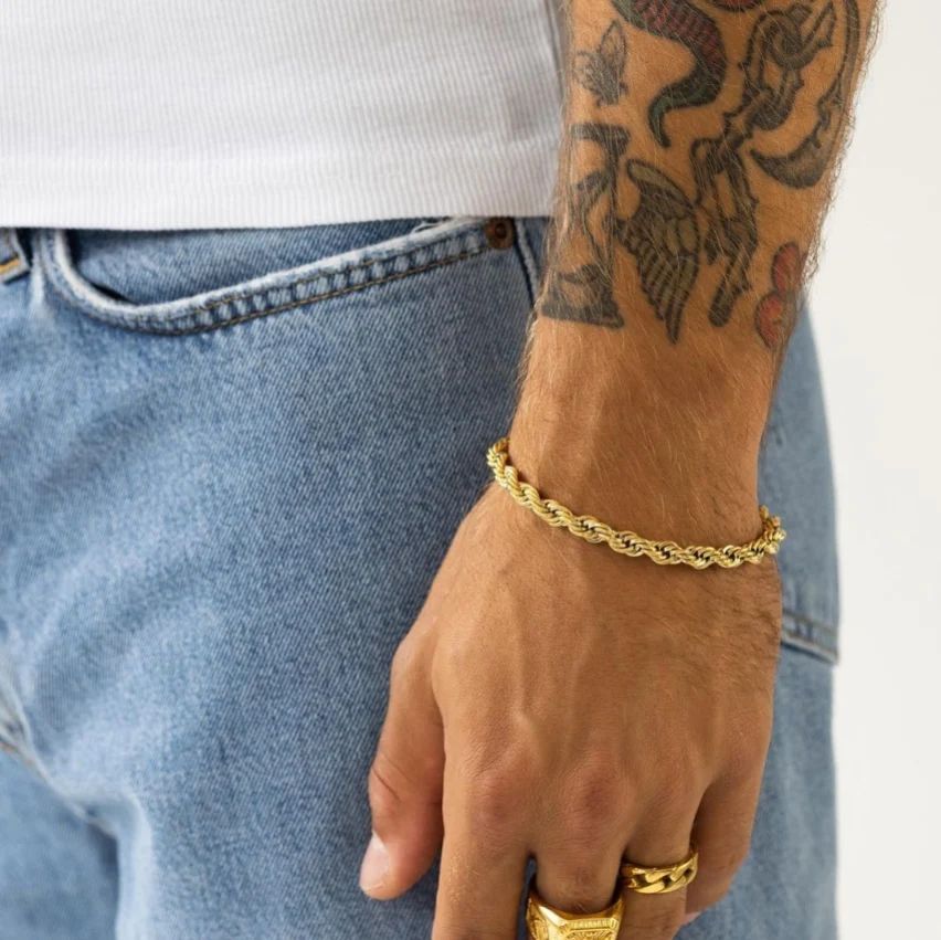 Men's Rope Bracelet in Gold (5mm)