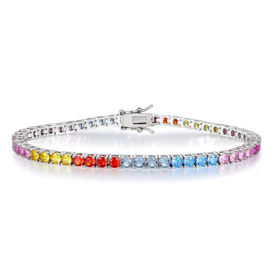 Rainbow Drip Tennis Bracelet (3mm)